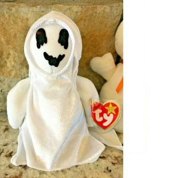 Lot of 2 Ty Halloween Ghost Beanie Babies Sheets the Ghost & Spooky the Ghost - Picture 2 of 6